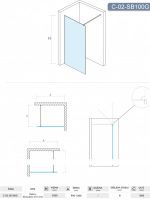 Tuš paravan-stena Monte-dark ​Concept 100x200cm-2