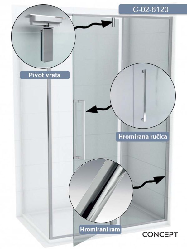 Tuš paravan C-02-6120 Concept Absolut 120x200cm-2