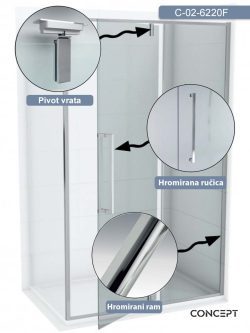 Tuš paravan C-02-6220F Concept Absolut 90x200cm-2