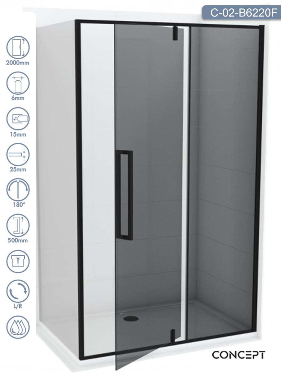 Tuš paravan C-02-B6220F Absolut-Black 90x200cm Tuš paravan C-02-B6220F Absolut-Black 90x200cm