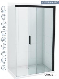 Tuš paravan C-02-B9140SC Alpha-Black 140x200cm
