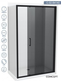 Tuš paravan C-02-B4140 Atlas-Black 140x195cm