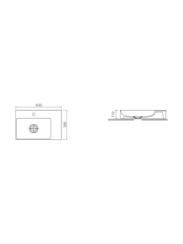 Lavabo nadgradni Infinity Esvit 60x38cm - Outlet cena - Slika 4