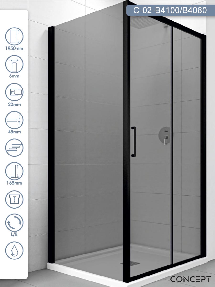 Tuš kabina 100x80 Concept Atlas Black Tuš kabina 100x80 Concept Atlas Black