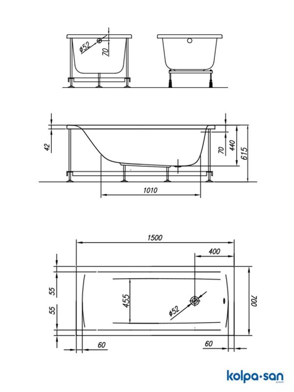 Kada ugradna 150x70 Kolpa san Evelin-1