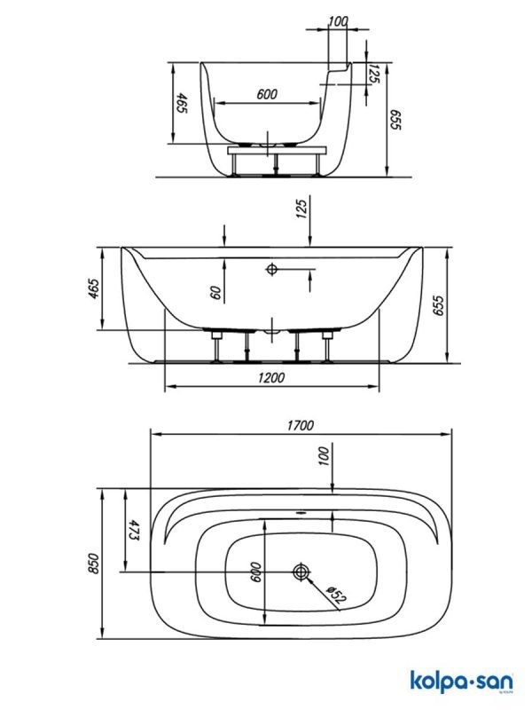 Kada samostojeca 170x85 Kolpa-san Lux-fs-3