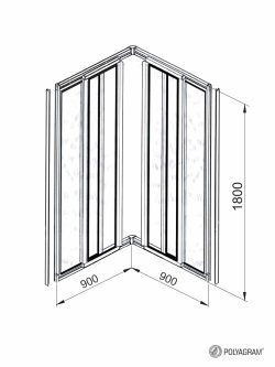 Tuš kabina 90x90x180cm polistiren Polyagram-2