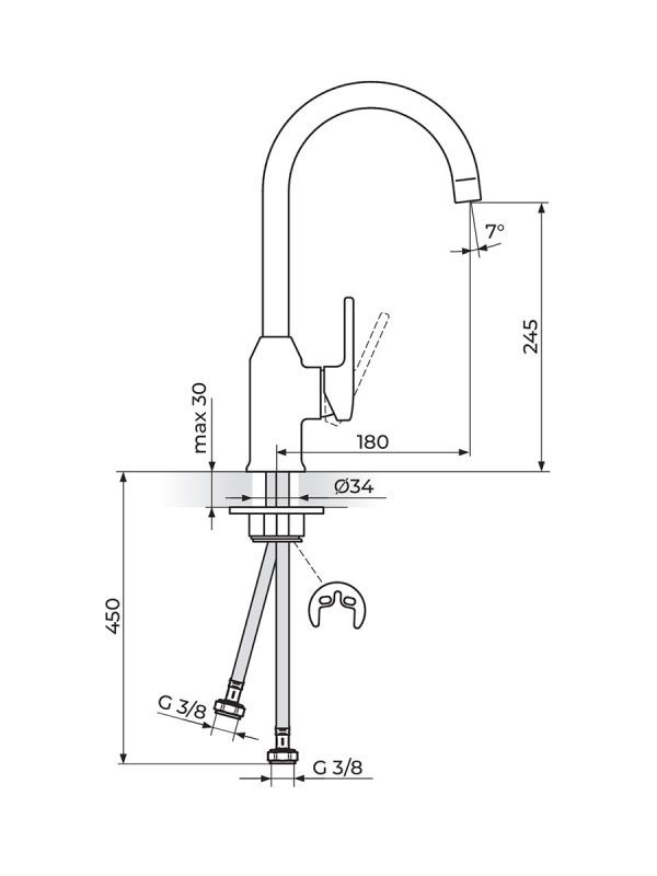 Baterija za sudoperu B/2 Rosan JB38201 - Slika 2