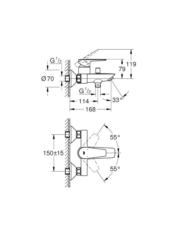 Baterija za kadu BauEdge New 23604001 Grohe - Slika 2