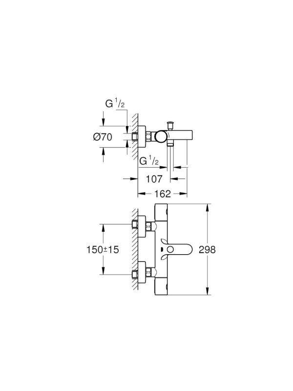 Termostatska baterija sa izlivom 34766000 Grohtherm Grohe - Slika 2