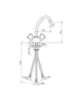 Baterija za lavabo sa 3 cevi Klasik Rosan K26102 - Slika 2