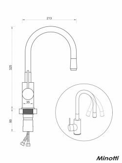 Baterija za sudoperu gibljiva Tubo Minotti-6150B-2