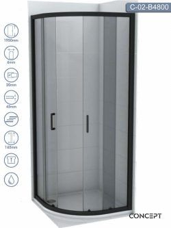 Tuš kabina C-02-B4800 Atlas-Black R80 crni-ram