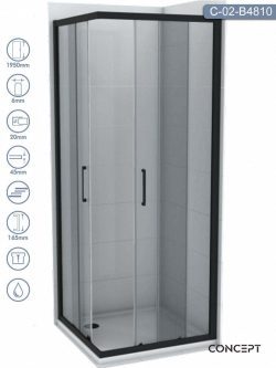Tuš kabina C-02-B4810 Atlas 80x80 crni-ram