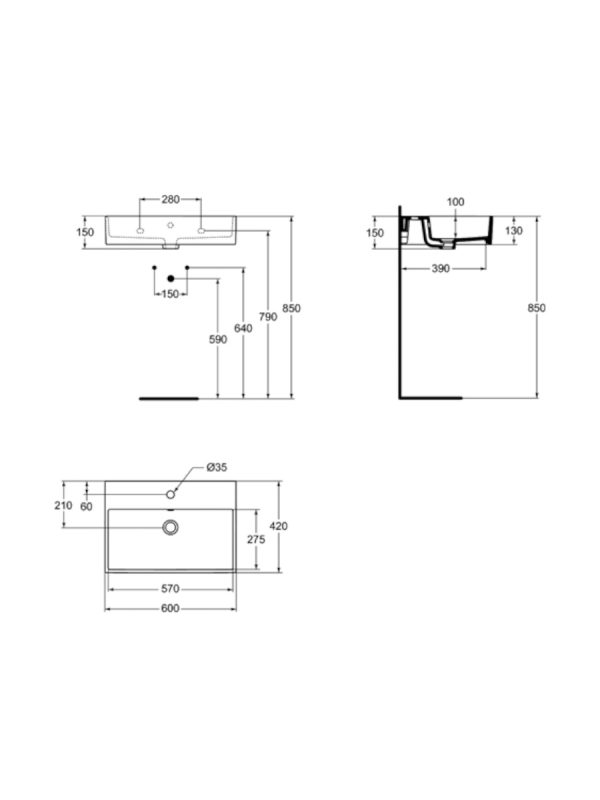 Lavabo Strada Ideal Standard 60x42cm - Slika 3
