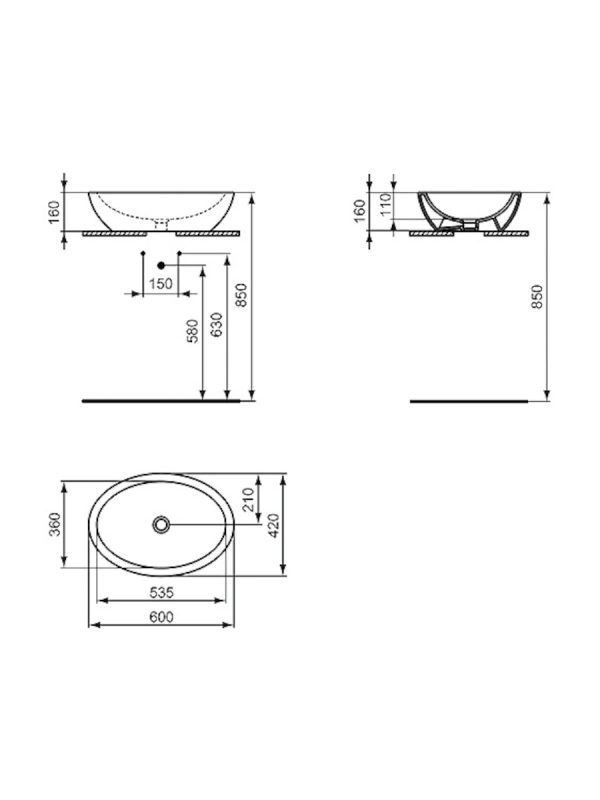 Lavabo Strada Ideal Standard 61x42cm - Slika 3