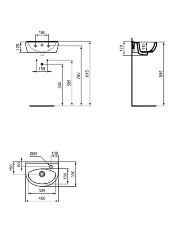 Lavabo Ulysse Vidima 40x30cm - Slika 2