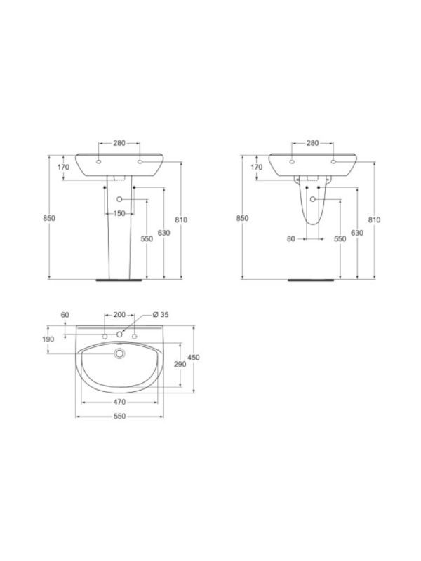 Lavabo Ulysse Vidima 55x45cm - Slika 2