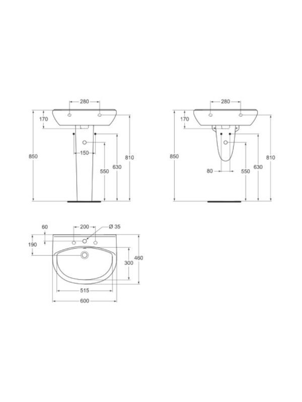 Lavabo Ulysse Vidima 60x46cm - Slika 2