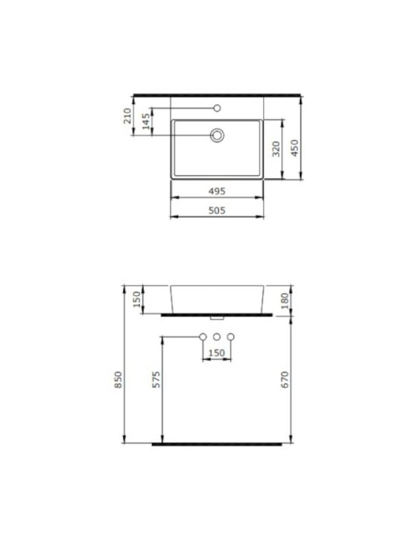 Lavabo nadgradni Milano Bocchi 50,5x45cm - Slika 2
