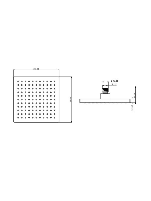 Tuš ruža SQ a200 200x200mm 12112 Herz - Slika 2