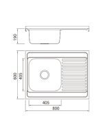 Nasadna sudopera Boloco BL 864 inox ø60 80x60cm - Slika 2
