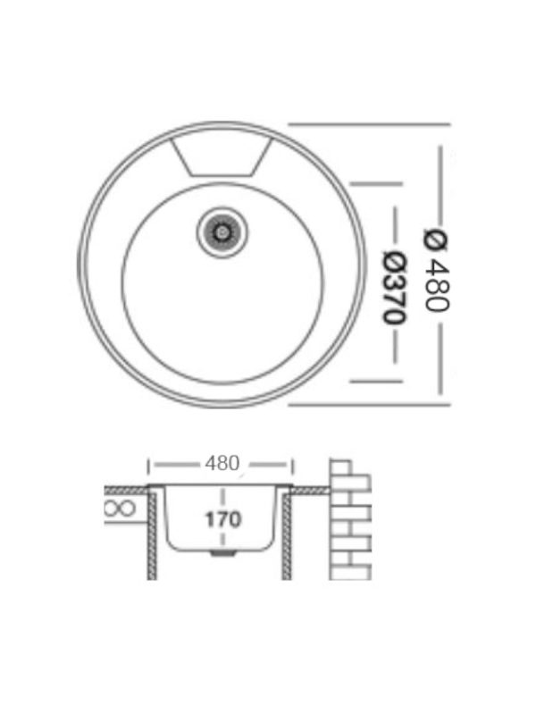 Ugradna sudopera Livinox EC 145 inox ø90 48cm - Slika 2