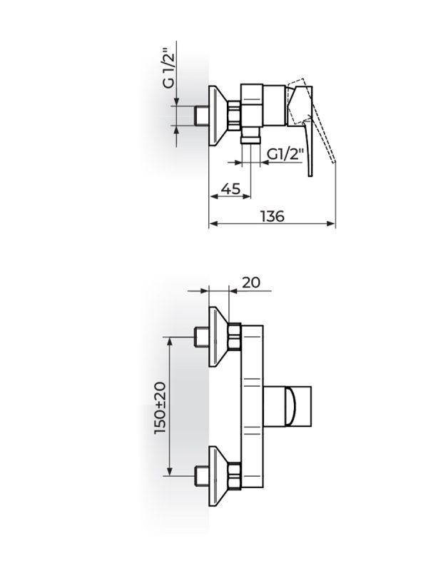 Baterija za tuš kadu Rosan Blau B137100 - Slika 2