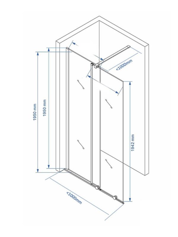 Paravan walk-in klizni 100x195cm Quartz-Ker-3