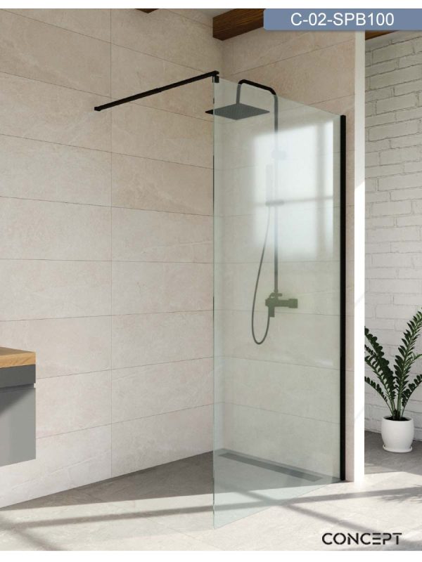 Walk-in paravan crni Project ​Concept 100x200cm-3