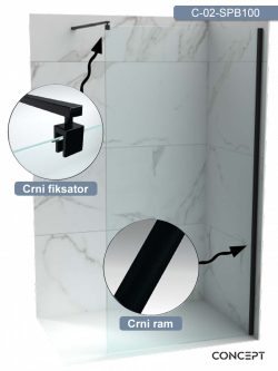 Walk-in paravan crni Project Concept 100x200cm-2