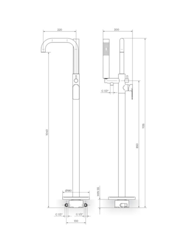 Stubna baterija za kadu Rosan 233109G 1