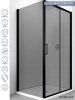 Tuš kabina 120x70 Concept Atlas Black