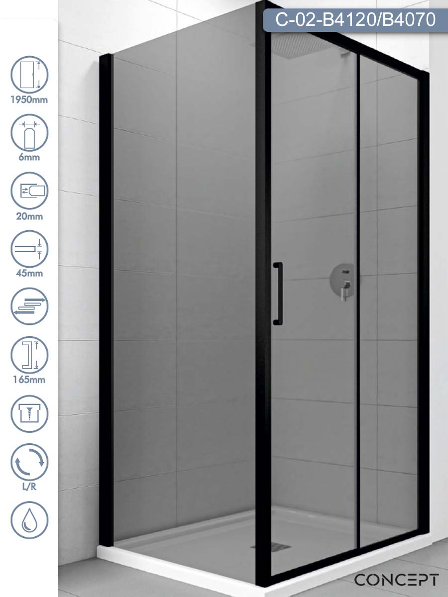 Tuš kabina 120x70 Concept Atlas Black Tuš kabina 120x70 Concept Atlas Black