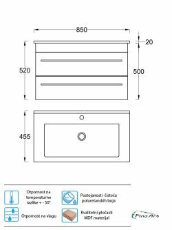 Lavabo sa ormarićem PinoArt Atria 85cm-zelena-2