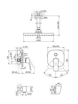 Baterija za tuš-kadu ugradna 131607-Stolz Rosan 1