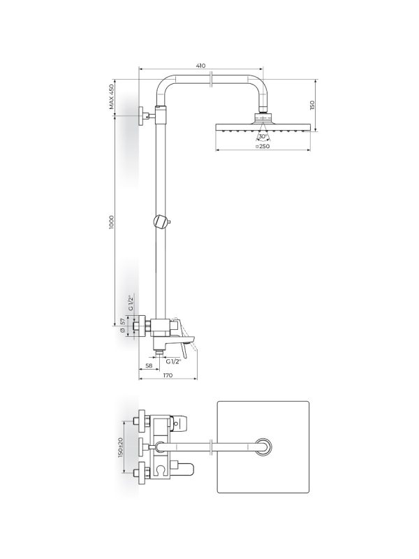 Usponski tuš STOLZ 137352W Rosan 1