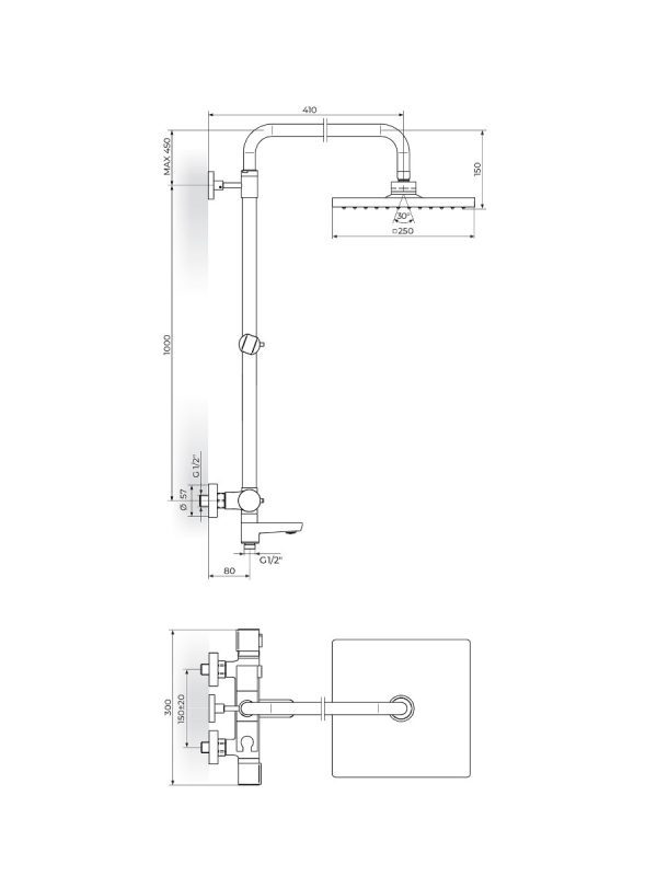 Usponski tuš S2 Thermo Rosan 1T37352 1