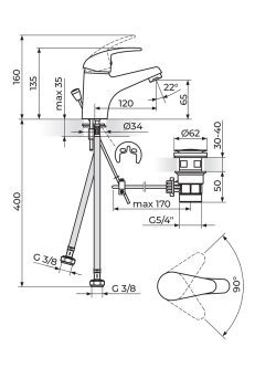 Baterija za lavabo King Rosan J301001M 1