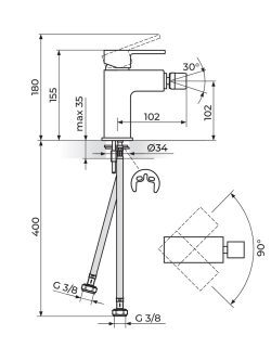 Baterija za bide Quadro Rosan JQ39101W 1
