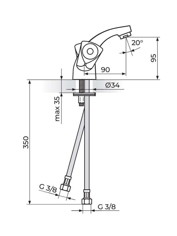 Baterija za lavabo KF21101 Rosan 1
