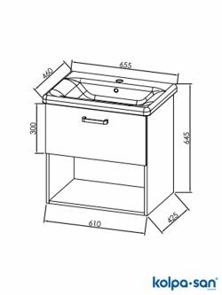 Lavabo sa ormarićem 65cm Evelin-fioka KolpaSan-2