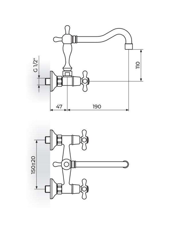 Baterija za sudoperu-lavabo N03201 Rosan 1