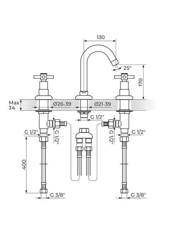 Baterija podgradna za lavabo XO-XO30102 Rosan 1