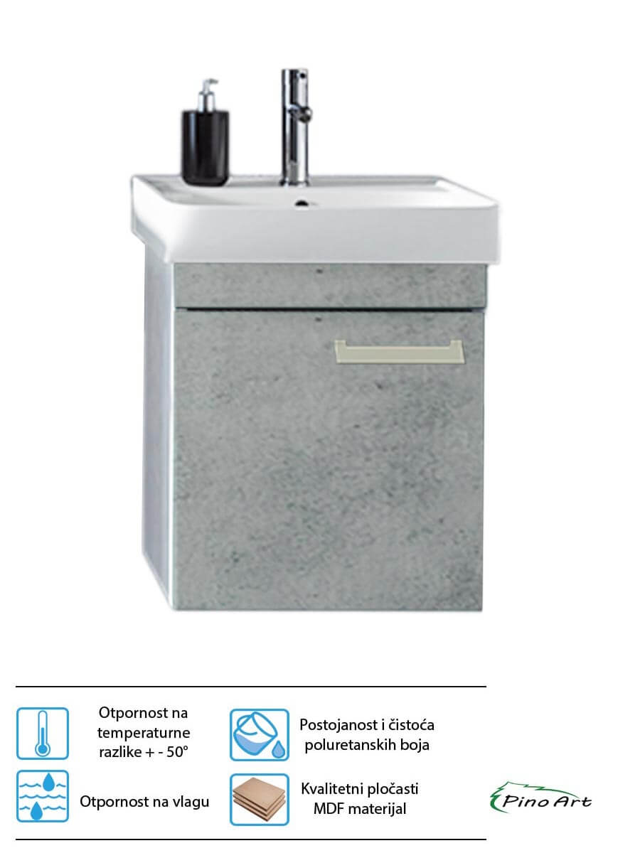 Lavabo sa ormarićem PinoArt Neon-beton 45cm Lavabo sa ormarićem PinoArt Neon-beton 45cm