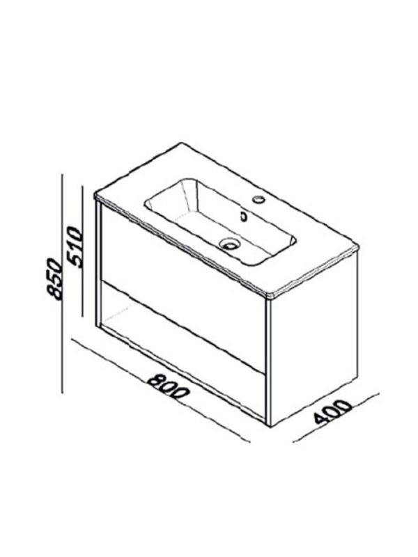 Lavabo sa ormarićem 80cm Lineart-Nova NOV0800W.BS 1