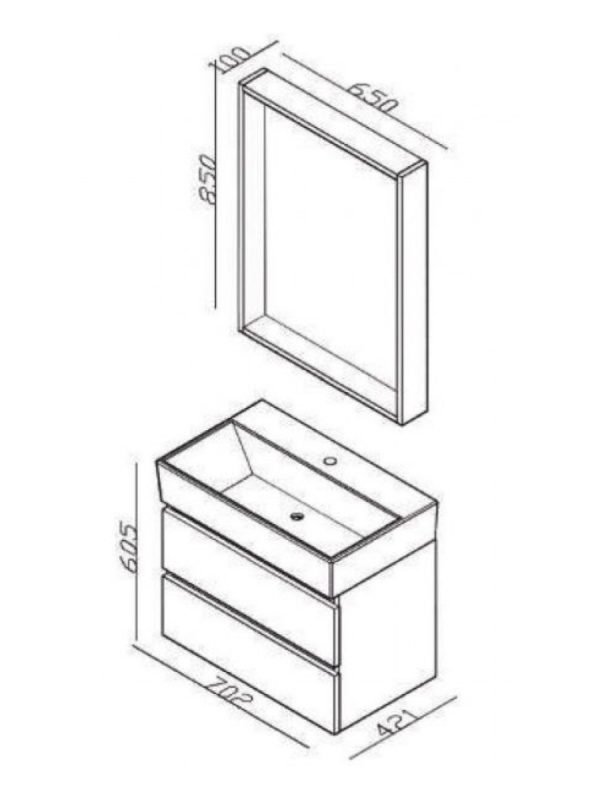 Lavabo sa ormarićem 70cm Lineart-Plaza PLA0700O.BS 2