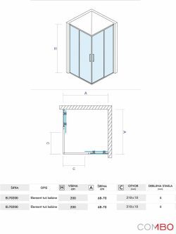 Tuš kabina Quartz Ker 70x70x200cm Elemento-2