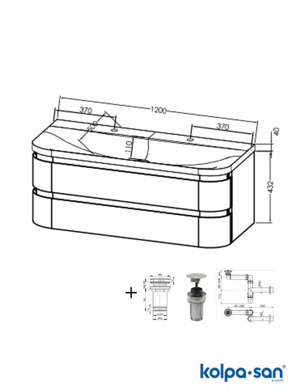 Lavabo sa ormarićem 120cm Vittoria-bež KolpaSan-2
