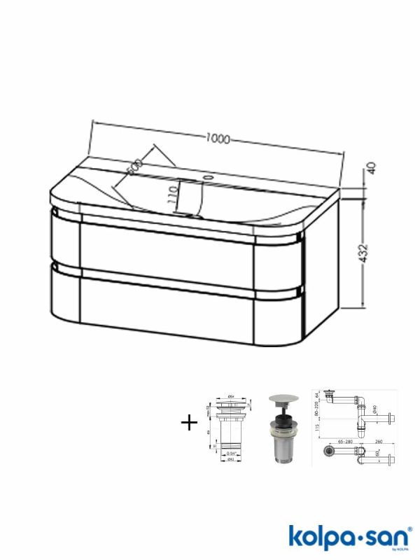 Lavabo sa ormarićem 100cm Vittoria-bež KolpaSan-2